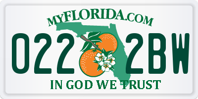FL license plate 0222BW