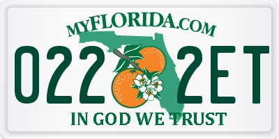 FL license plate 0222ET