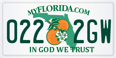 FL license plate 0222GW