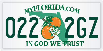FL license plate 0222GZ