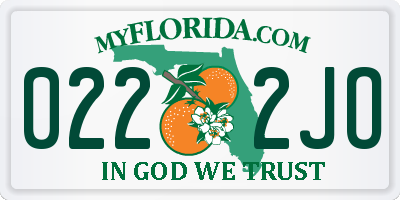 FL license plate 0222JO