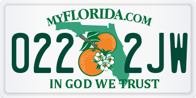FL license plate 0222JW