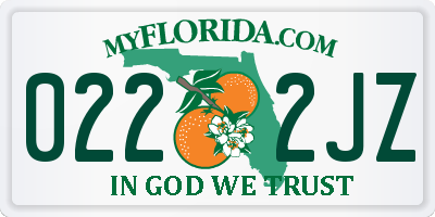 FL license plate 0222JZ