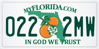 FL license plate 0222MW