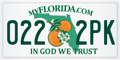 FL license plate 0222PK