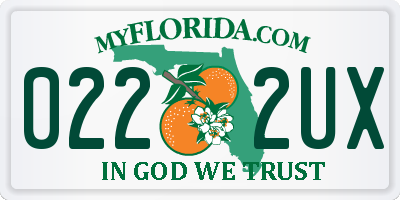 FL license plate 0222UX