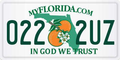 FL license plate 0222UZ