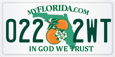 FL license plate 0222WT