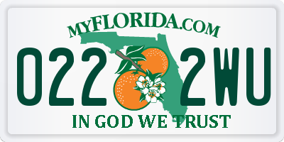 FL license plate 0222WU