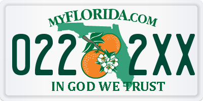 FL license plate 0222XX