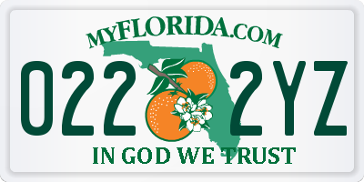 FL license plate 0222YZ