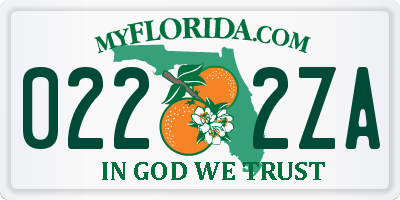 FL license plate 0222ZA