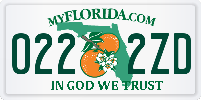 FL license plate 0222ZD