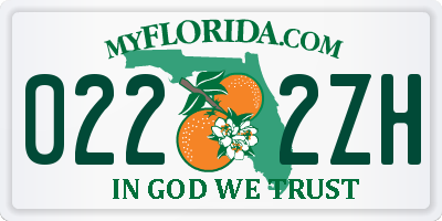 FL license plate 0222ZH