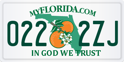 FL license plate 0222ZJ