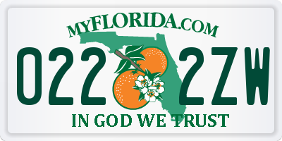 FL license plate 0222ZW