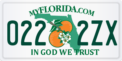 FL license plate 0222ZX