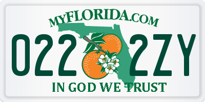 FL license plate 0222ZY