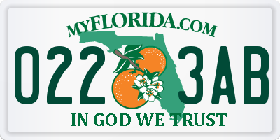 FL license plate 0223AB