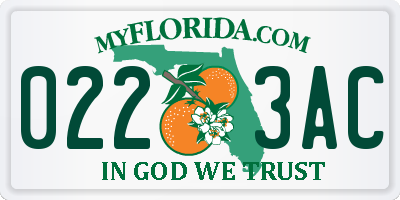 FL license plate 0223AC