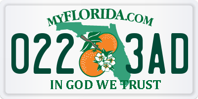 FL license plate 0223AD