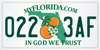 FL license plate 0223AF