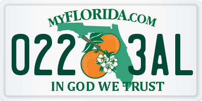 FL license plate 0223AL