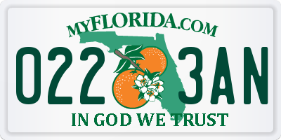 FL license plate 0223AN