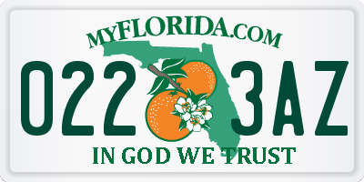 FL license plate 0223AZ