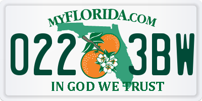 FL license plate 0223BW