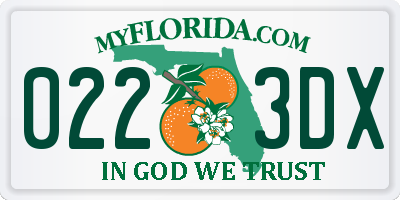 FL license plate 0223DX