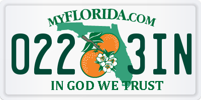 FL license plate 0223IN