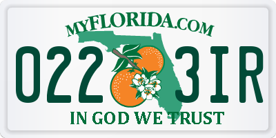 FL license plate 0223IR