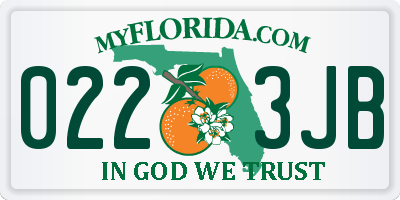 FL license plate 0223JB