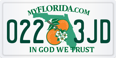 FL license plate 0223JD