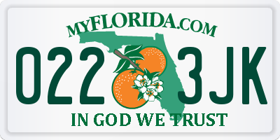 FL license plate 0223JK