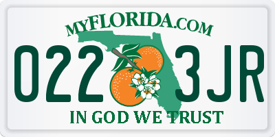 FL license plate 0223JR