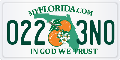 FL license plate 0223NO