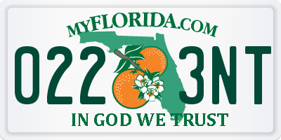 FL license plate 0223NT