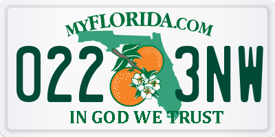 FL license plate 0223NW