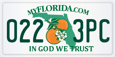 FL license plate 0223PC