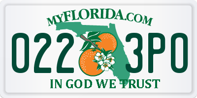 FL license plate 0223PO