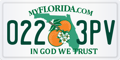 FL license plate 0223PV