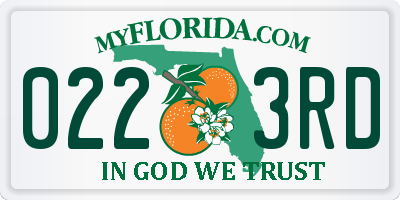 FL license plate 0223RD