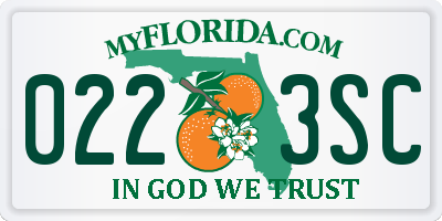 FL license plate 0223SC