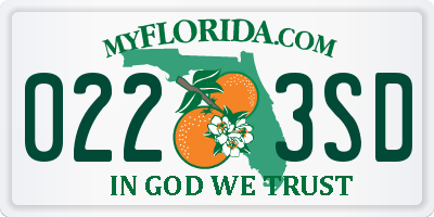 FL license plate 0223SD