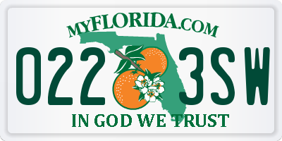 FL license plate 0223SW