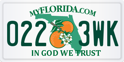 FL license plate 0223WK