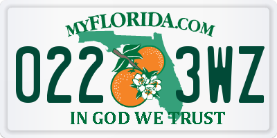 FL license plate 0223WZ
