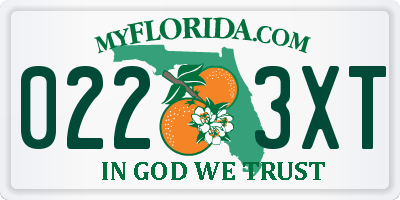 FL license plate 0223XT